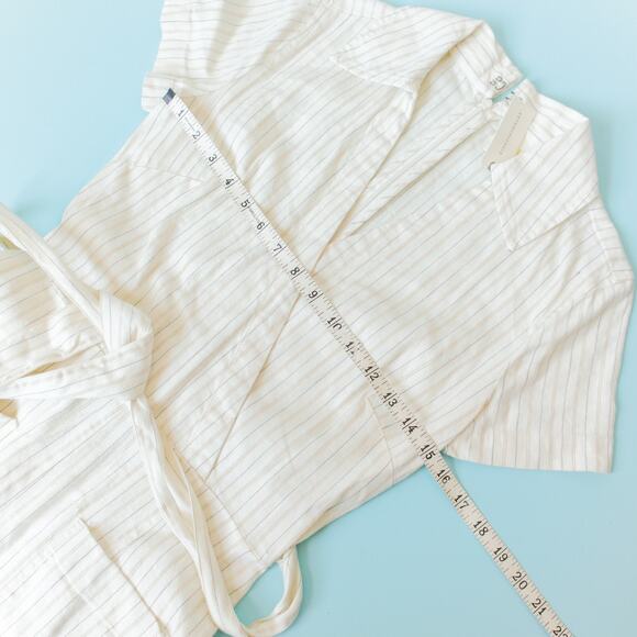 NEW Maeve Anthropologie The Colette Wrap Jumpsuit Striped Linen Womens 0 - Picture 6 of 11